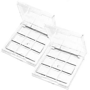 2stk kompakte tomme highlighter sager gennemsigtige genopfyldelige kosmetikbeholdere