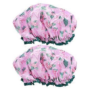 2pcs bonnets de douche de bain en satin imprimés réutilisables bonnets de bain à double couche