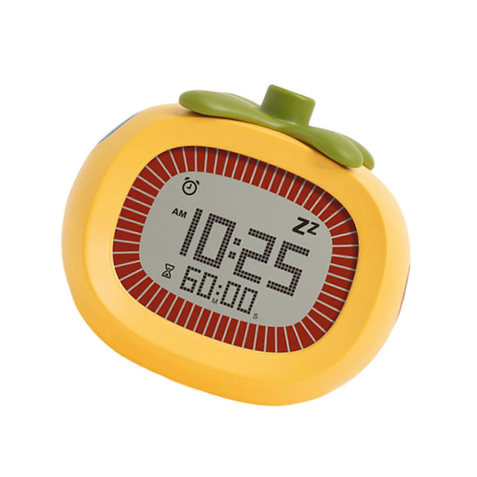 Desk Digital Timer Alarm Clock with LED Screen, Cute Tomato Shape Visual Count Up Countdowns Timer for Study Tables Bedsides Reading Use  Yellow