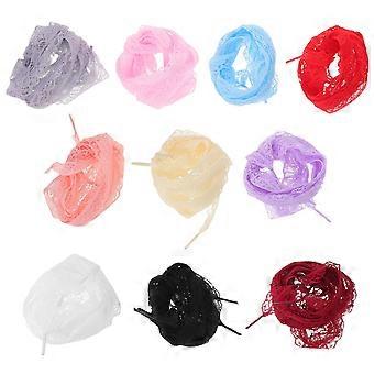 10 Pairs Ribbon Shoe Laces: Flat Sneakers Shoelace - Wide Colored Shoestrings - Hollow Flat Shoestrings for Women Party Use