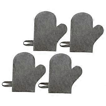 4pcs Sauna Mittens Set, Exfoliating Felt Gloves for Spa Bath, Heat Protection, Universal Fit