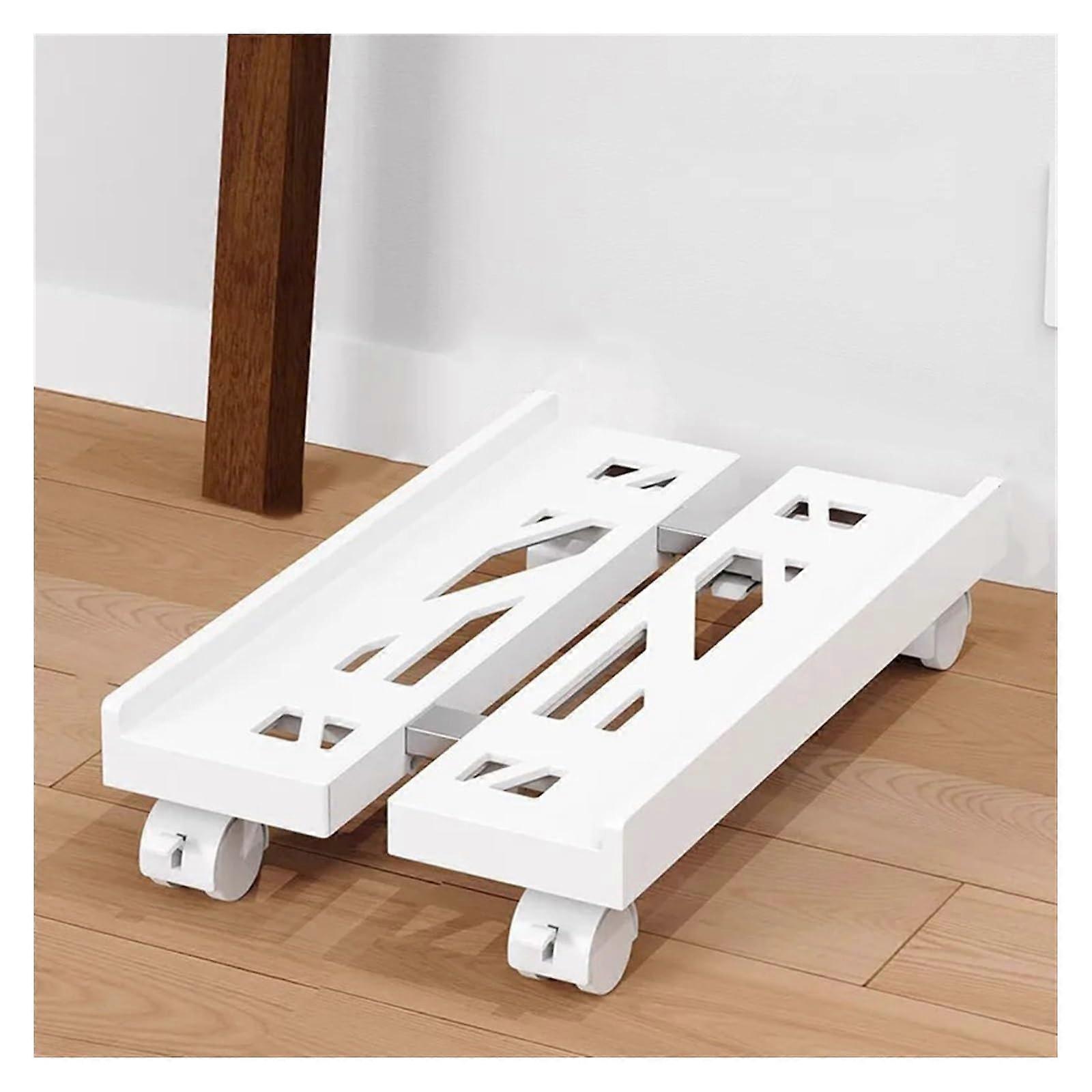 Adjustable CPU Stand with Wheels Under Desk PC Tower Stand White Ventilated Mobile CPU Holder