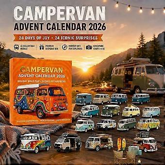 Adventskalender til autocampere 2026 med 24 flade akryl-samlerobjekter, jule-nedtællings-overraskelsesgave til camping- og rejseelskere