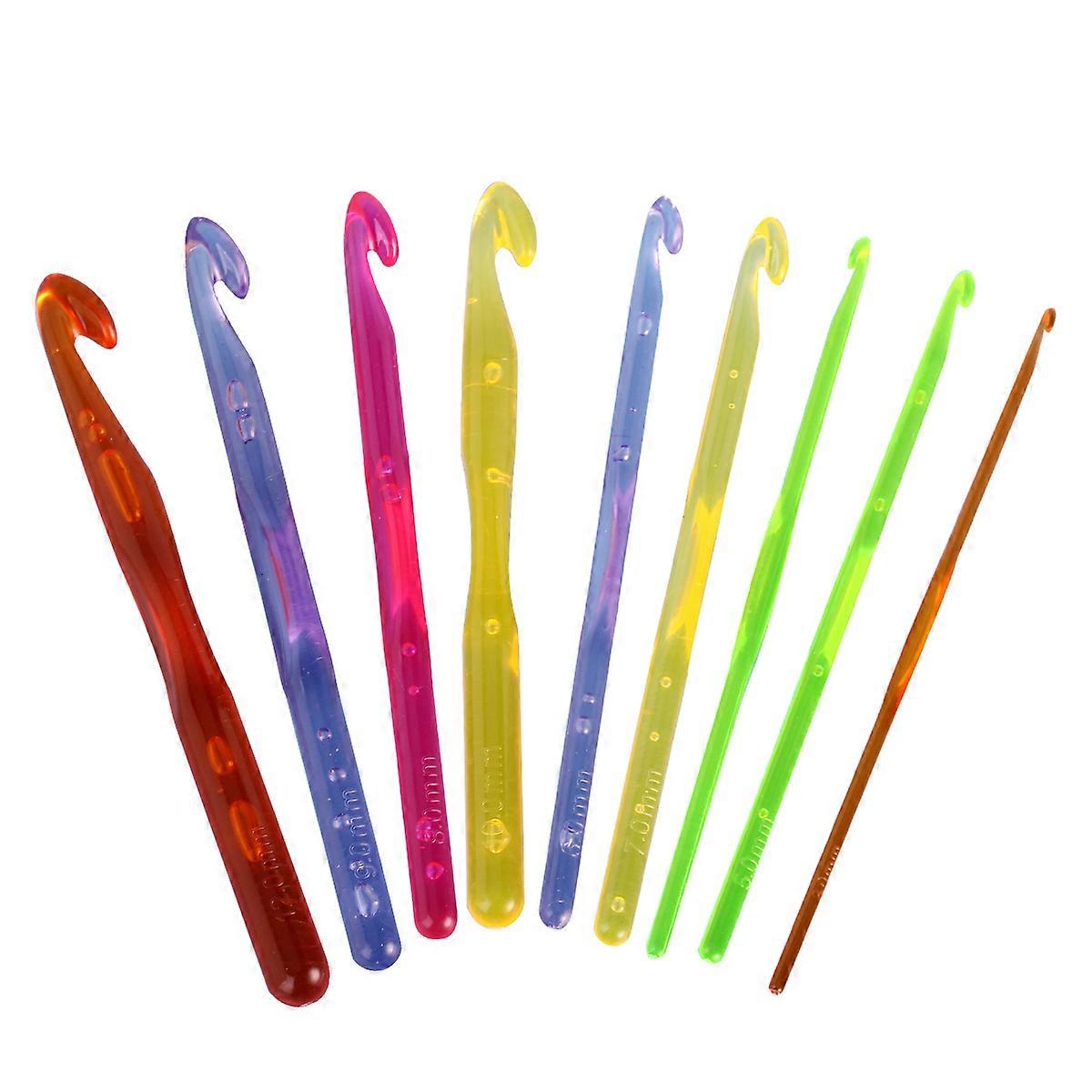 Colored Crochet Hook Single-Head Plastic Crochet Hooks Set 9Pcs Assorted Sizes