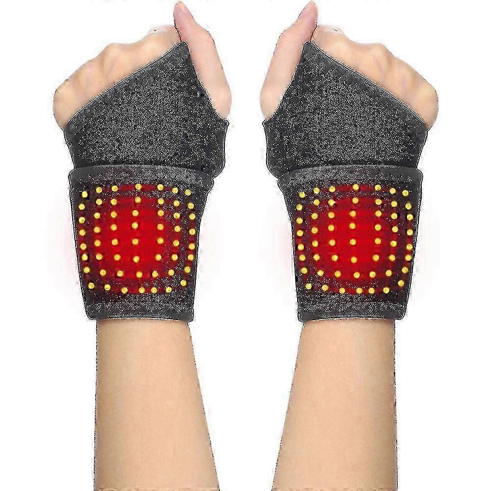Self-heating Wrist Support Brace Wrap Heated Hand Warmer Compression 2pcs