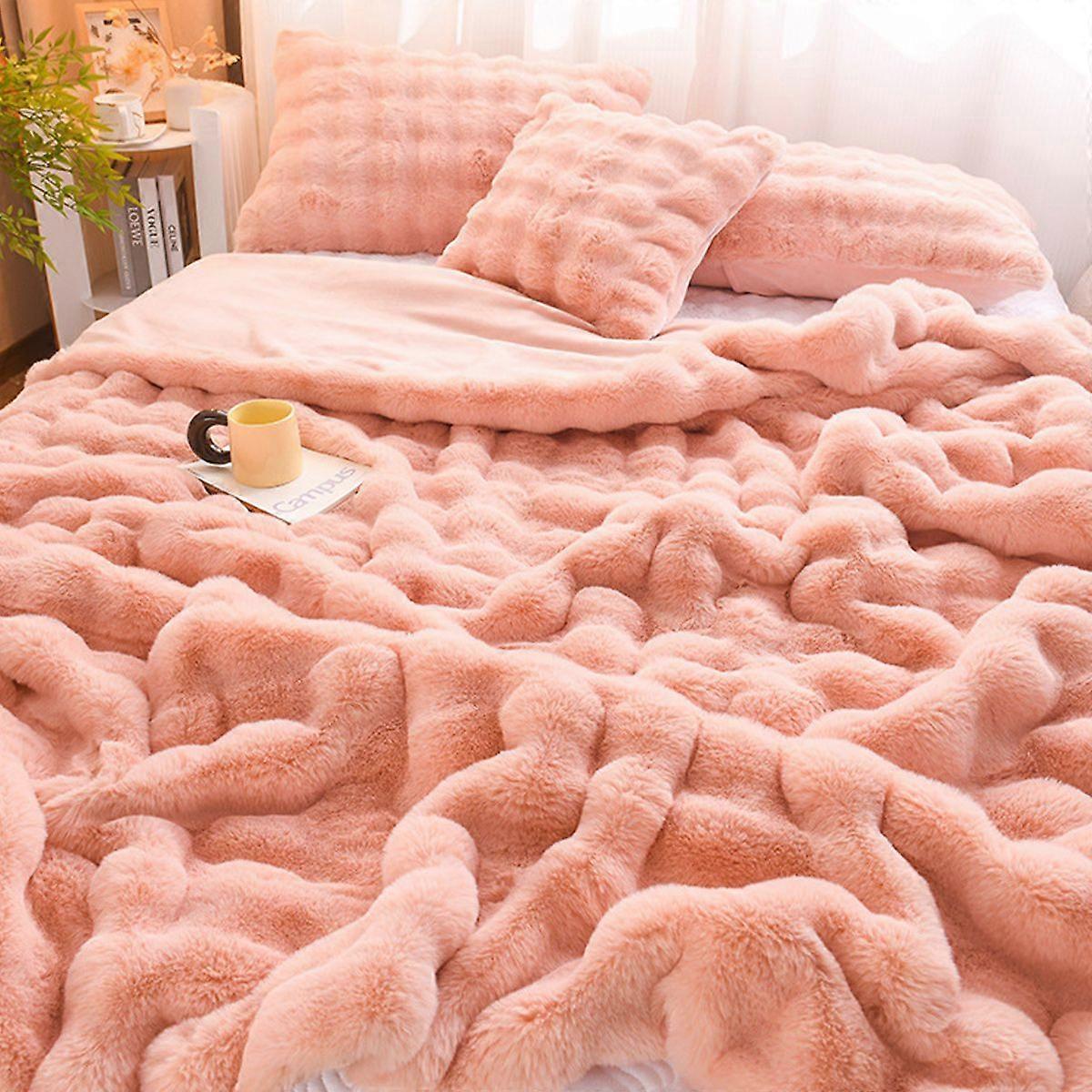 Faux Fur Throw Blanket for Couch