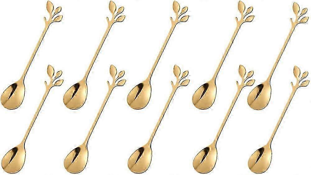Gold-Tone Leaf Dessert Spoon Set