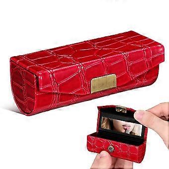 Lipstick case Portable Lipstick Holder Leather Lipstick Box Organizer Travel Case Decorative Lipstick Holder with MirrorJJ