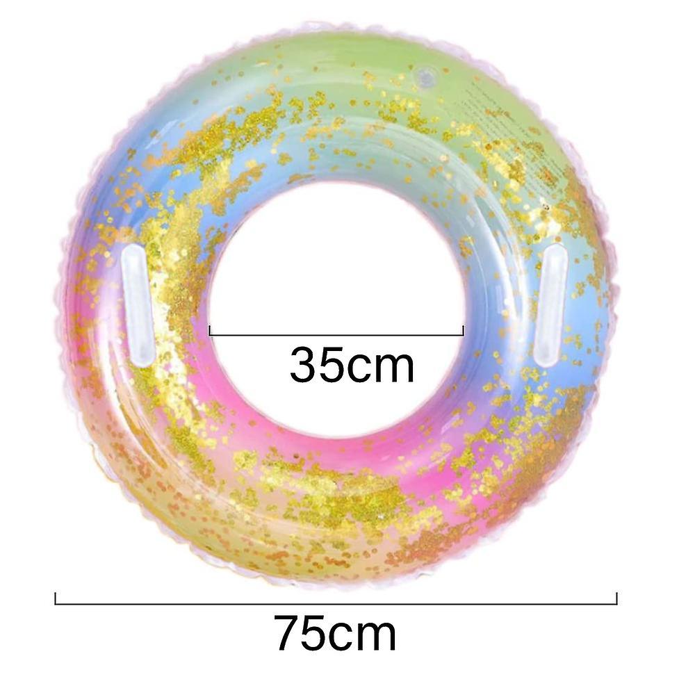 Swimming Ring, Transparent Floating Ring, Rainbow Sequin Swimming Ring Inflatable Pool Float Floating Swimming Ring Pool