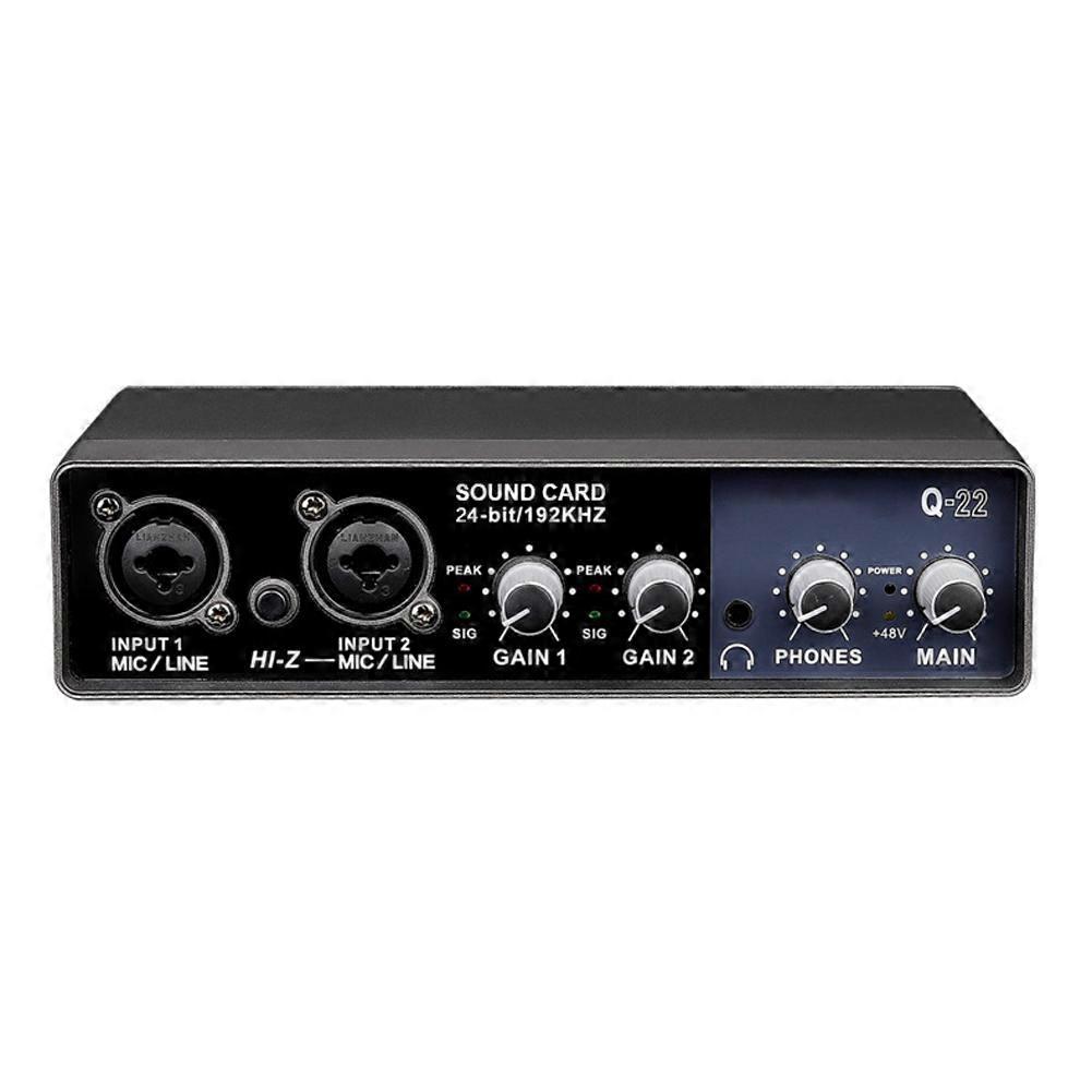 Portable Audio Interface USB Sound Card Mic Preamplifier Computers Recording Tuning Digital Mixing