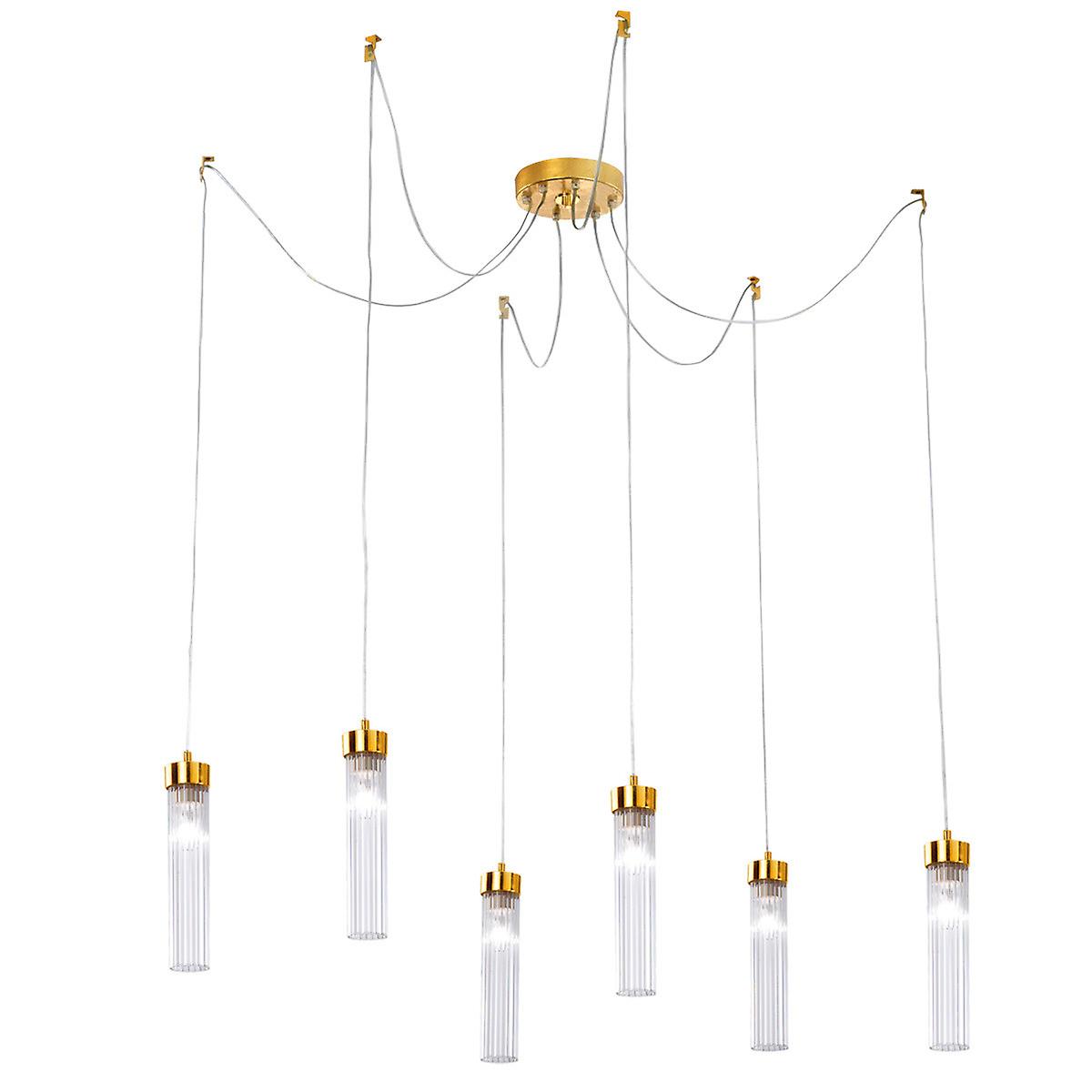 Raggio Cluster Pendant Ceiling Light 6 Light Gold Leaf