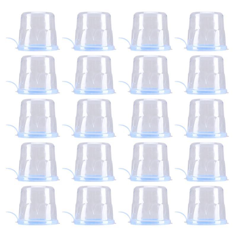 20pcs Round Baked Food Case Durable Packing Box Disposable Box Saver Transparent Plastic Box With Lids (blue)