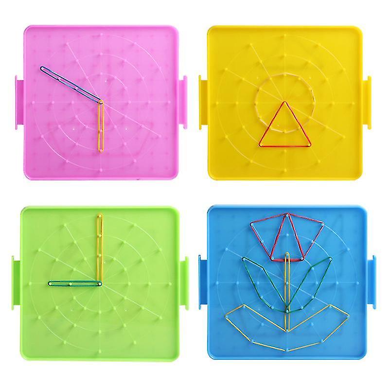 16X16cm Assorted Color Rubber Bands 1 Set Nail Board Primary Mathematics Nail Plate Geometry Learni