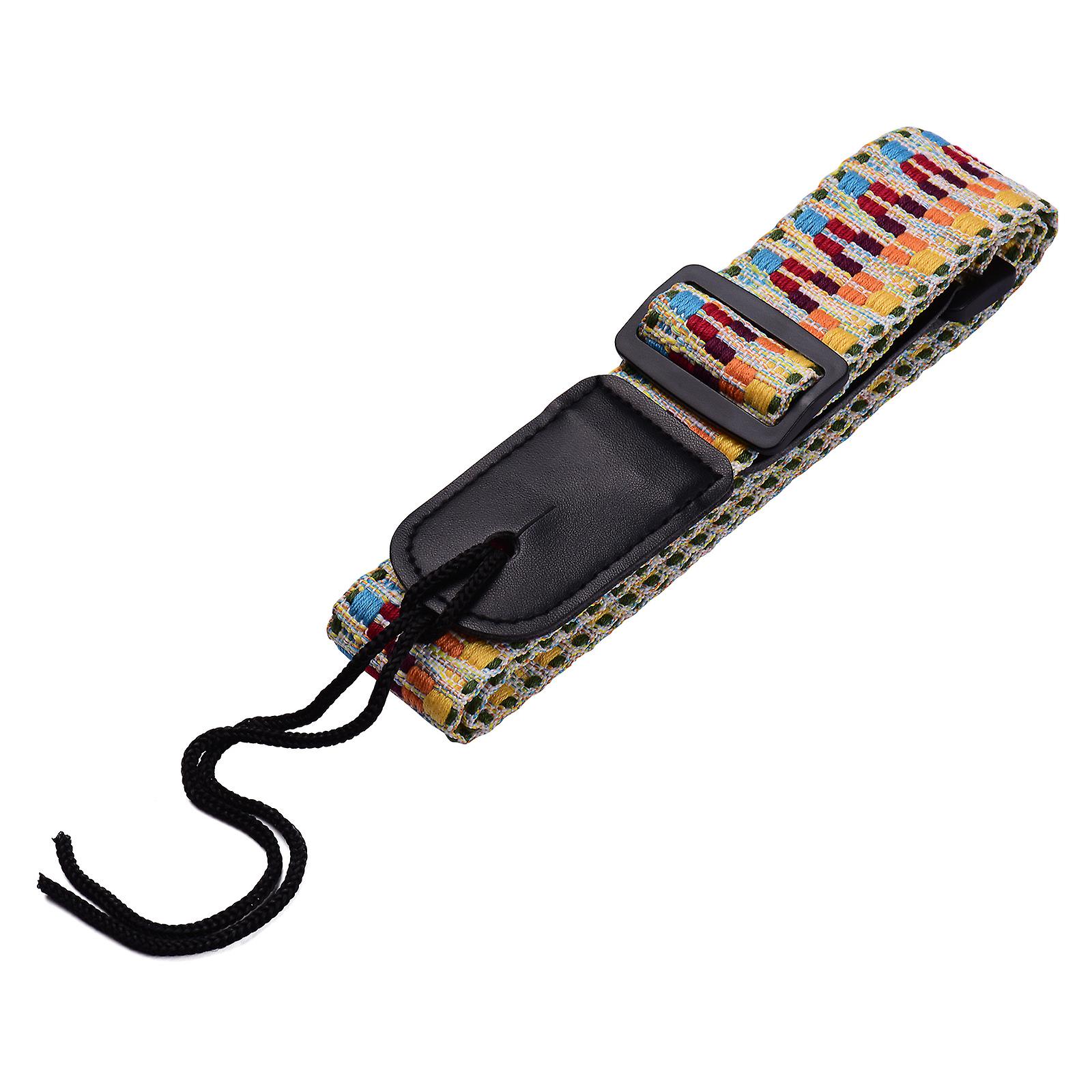 Adjustable Ukulele Strap Soft Cotton Rainbow Woven Shoulder Belt