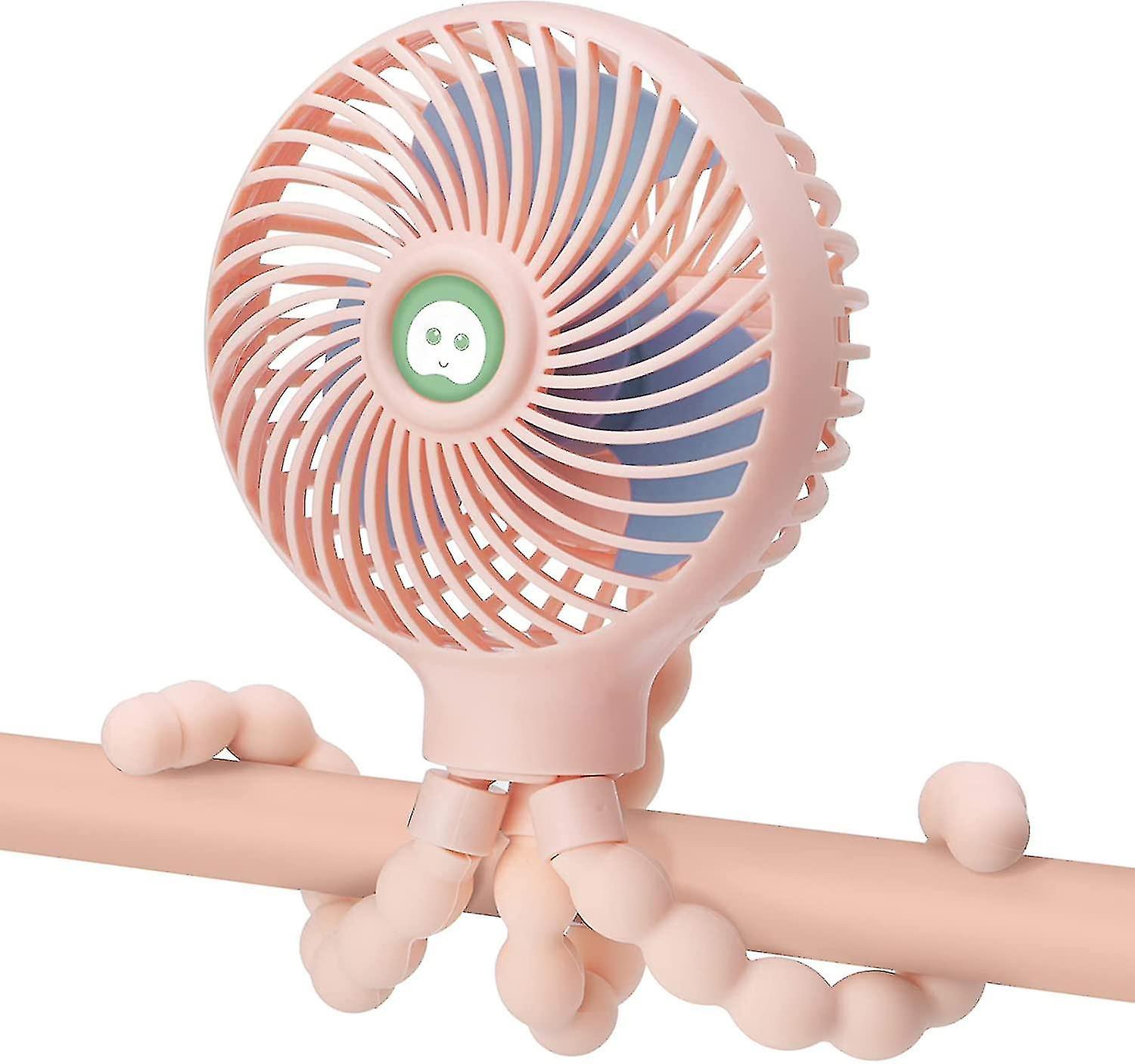 Pram Fan Stroller Fan Desk Usb Fan Rechargeable Portable Fan, Battery Operated & 360 Rotation Ad