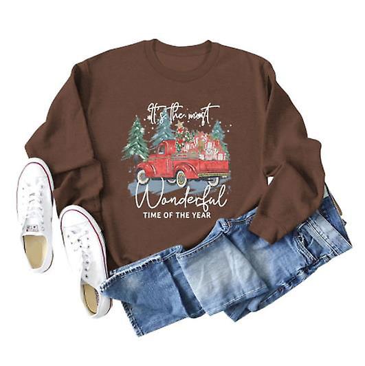Kvinders sweatshirt efterr og vinter Ny jul ls langrmet damemode Det er den mest vidunderlige brevprint afslappet rund halstop