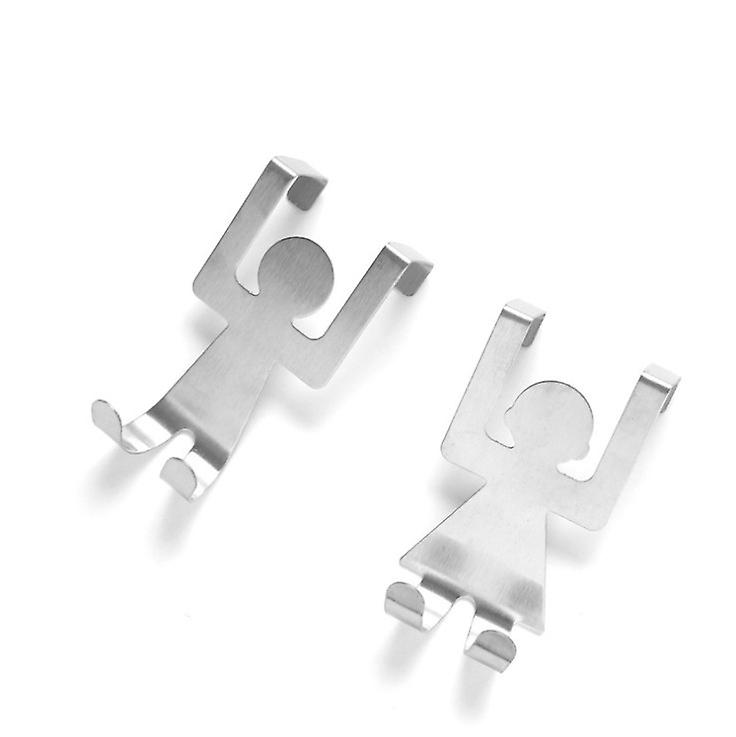 2PCS Human Shape Storage Hook Stainless Steel Kitchen Clothes Rack