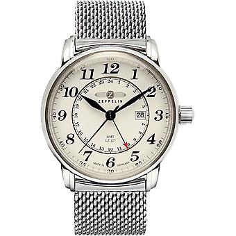 Zeppelin 7642M-5 Quarzuhr GMT Analoge Quarz-Herrenuhr mit Edelstahlarmband 7642M-5