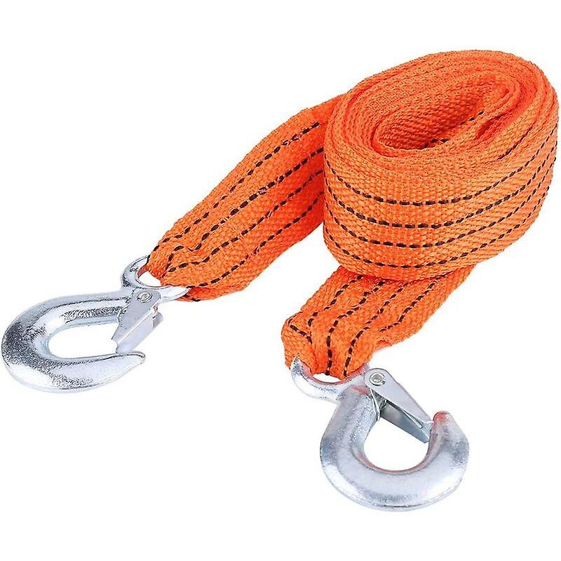 Tow Strap, 4 Meter Load, 3 Ton Car Trailer, Tow Rope Strap Tow Cable with Hooks, Emergency Vehicle Tool