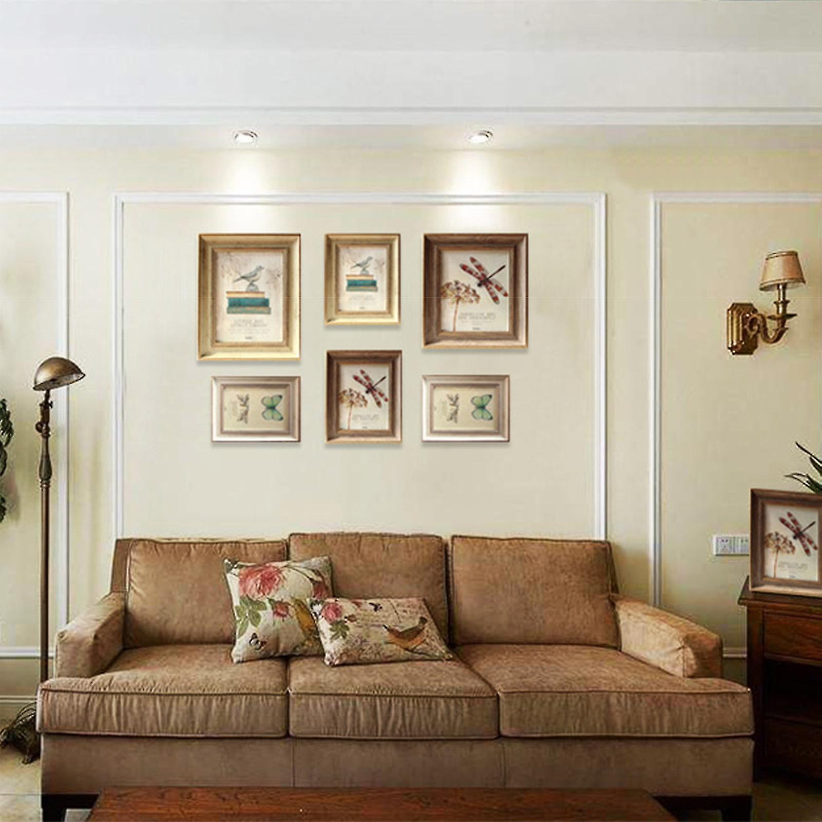 Picture Frame Retro Style Exquisite Pattern Wear Resistant With Hook Simple Installation Farmhouse Rustic Vintage Wall Hanging Photo Frame Hous