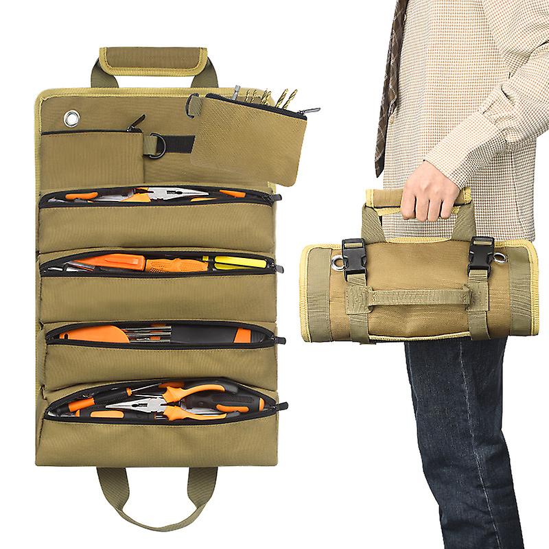 Roll-Up Case - Tool Bag - Tool Pouch - Waterproof - Tool Roll - Khaki - Roll-up Bag - nylon - 49.5*32*6.5cm