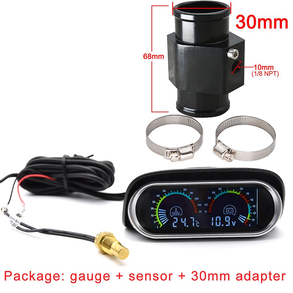 12v Digital Water Temperature Gauge For Car + Volt Water Temperature Sensor Head Plug Joint Pipe Sensor Radiator Hose Adapter