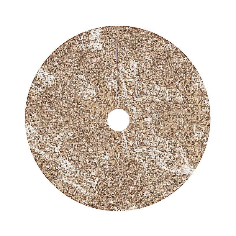 Tree Skirt Solid Color 122cm Round Sequins Double Layer Fabric Christmas Tree Floor Mat for Party