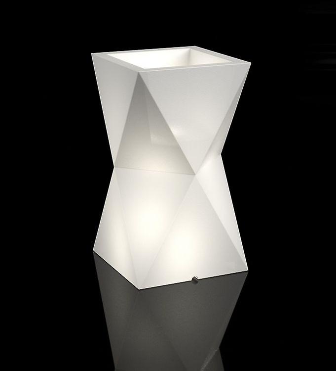 Pot de fleurs - VALENCIA - 32x25x70cm - blanc - Eclairage LED