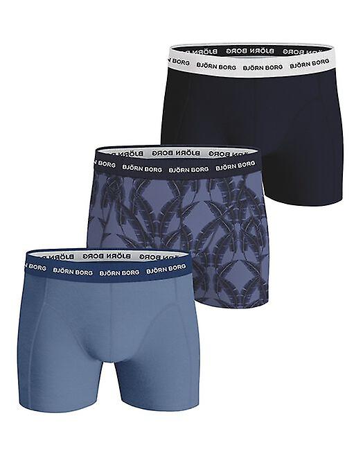 Bjorn Borg Cotton Stretch Boxer 3 Pack - Blue/purple Leaf Print