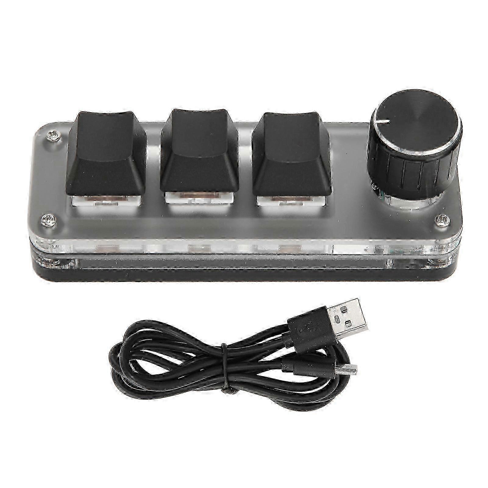 Mini Custom Keyboard 3 Keys Red Switch Shortcuts Plug and Play RGB Backlit Programming Macro Keyboard for PC Laptop