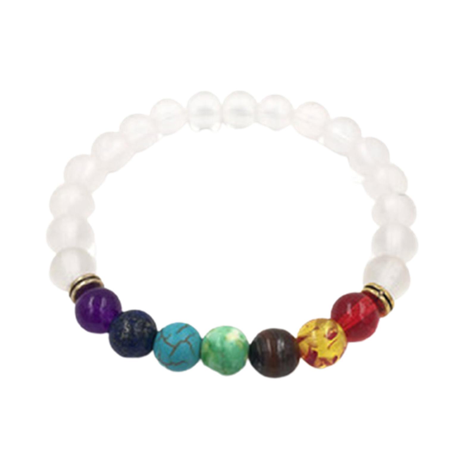 7 Chakra Bracelet 8mm Black Frosted Bracelet 3D Buddhas Head + Energy Stone Colorful Buddhist Bead
