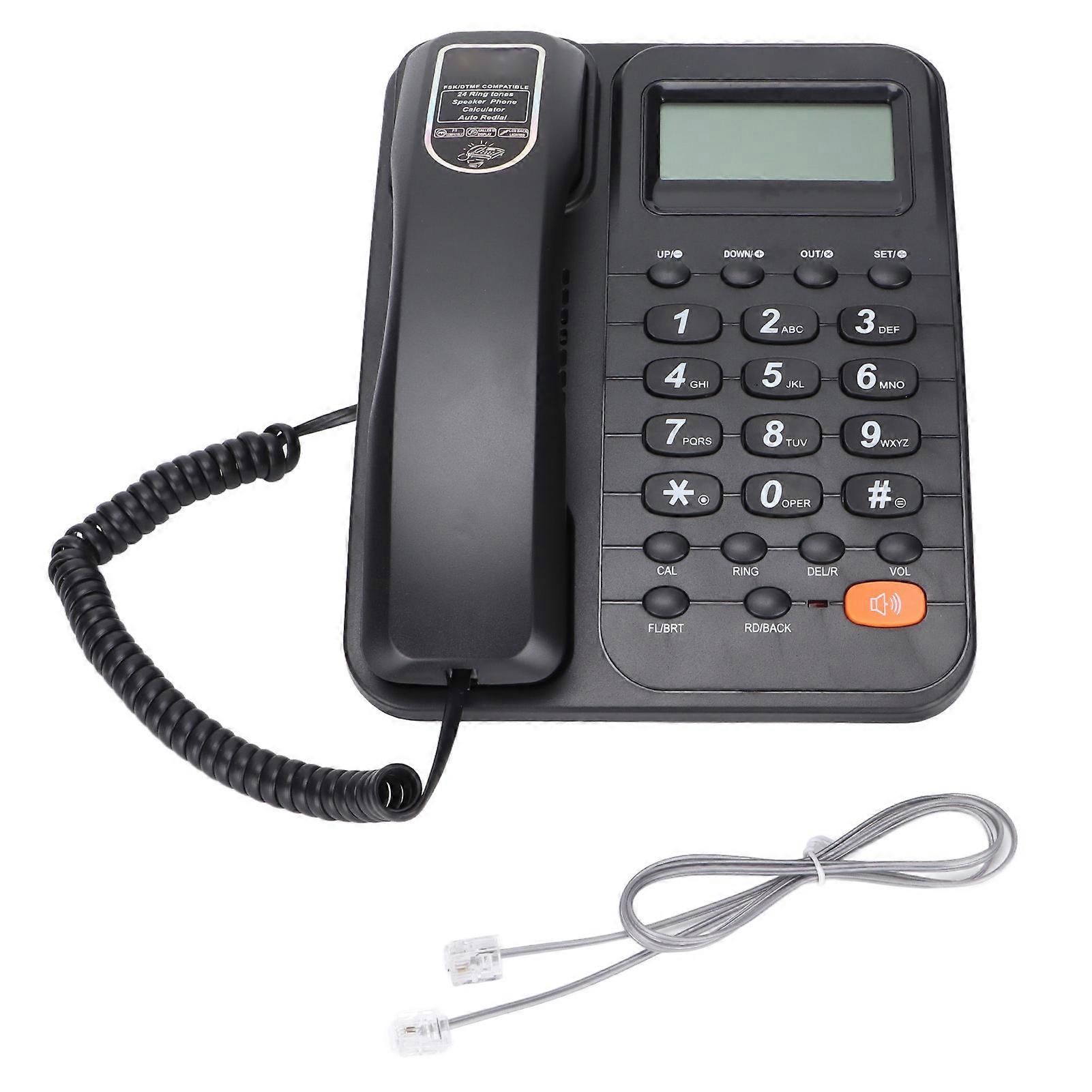 KXT2029CID Black Office Phone: FSK/DTMF, Hands-Free, No Battery Needed, LCD Display
