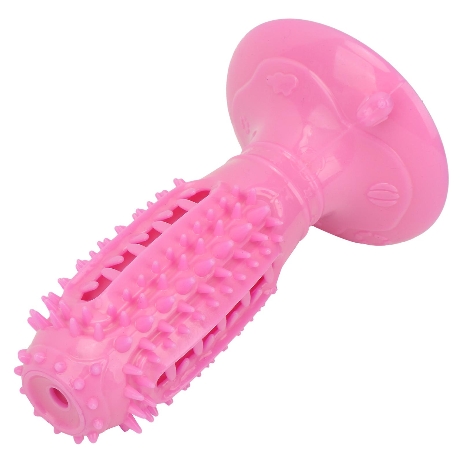 Dog Toothbrush Stick Rubber Chew Toy for Dental Care Pink 15x9cm