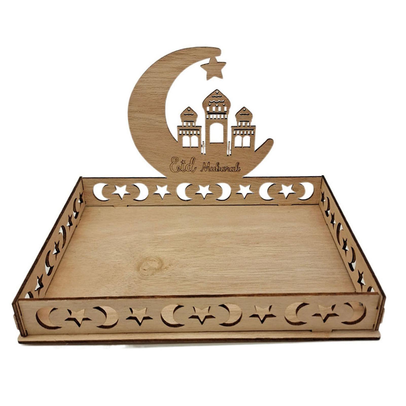 Ramadan Wooden Tray Eid Plates Ramadan Decorations Serving Tableware