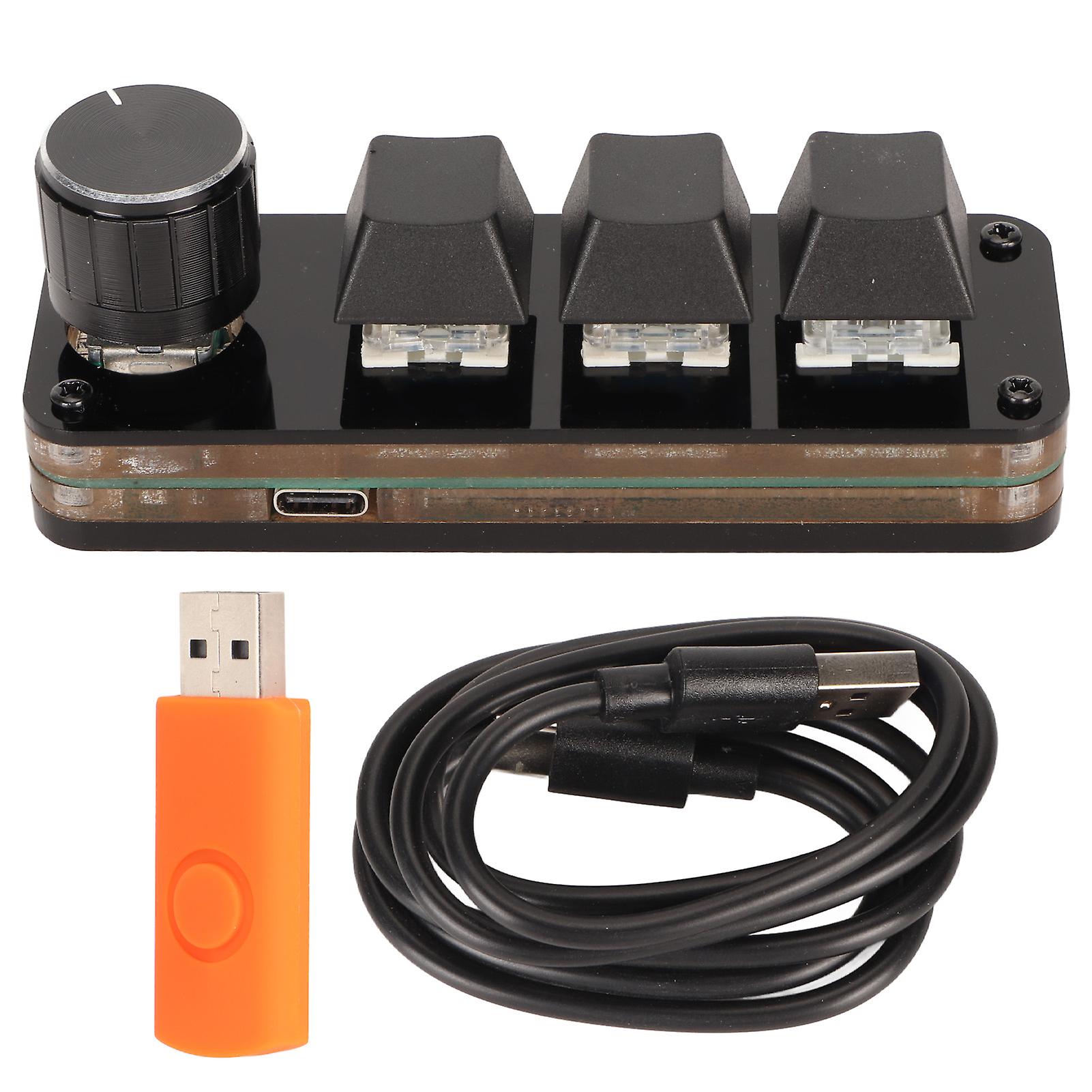 Mini 3 Key Keypad with Knob Hot Swappable Blue Switch Custom Macro Mechanical Keyboard