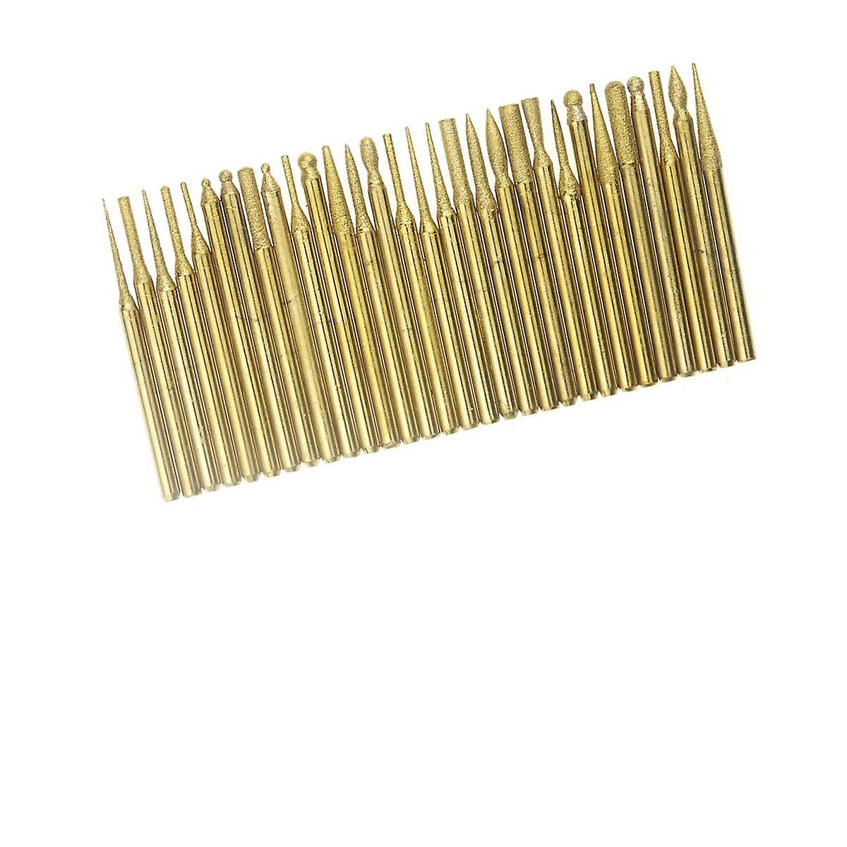 30Pcs 3mm Titanium Diamond Grinding Head Grinder Drill Bit Abrasive Tool For Rotary Tool