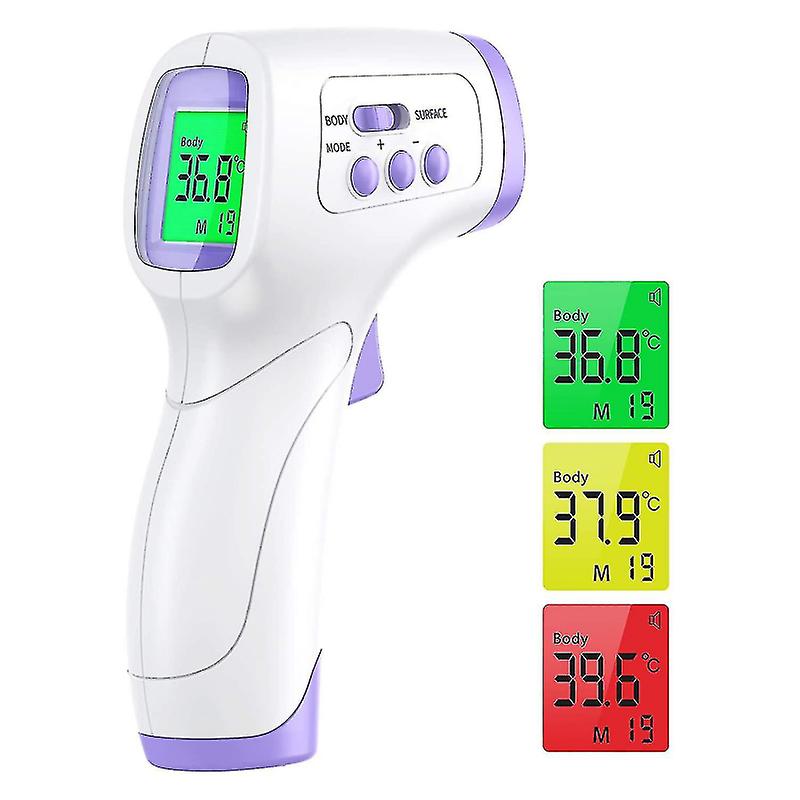 Infrarødt febertermometer kompatible voksne og barn, 3 i 1 berøringsfritt digitalt kompatibelthodetermometer med LCD-skjerm