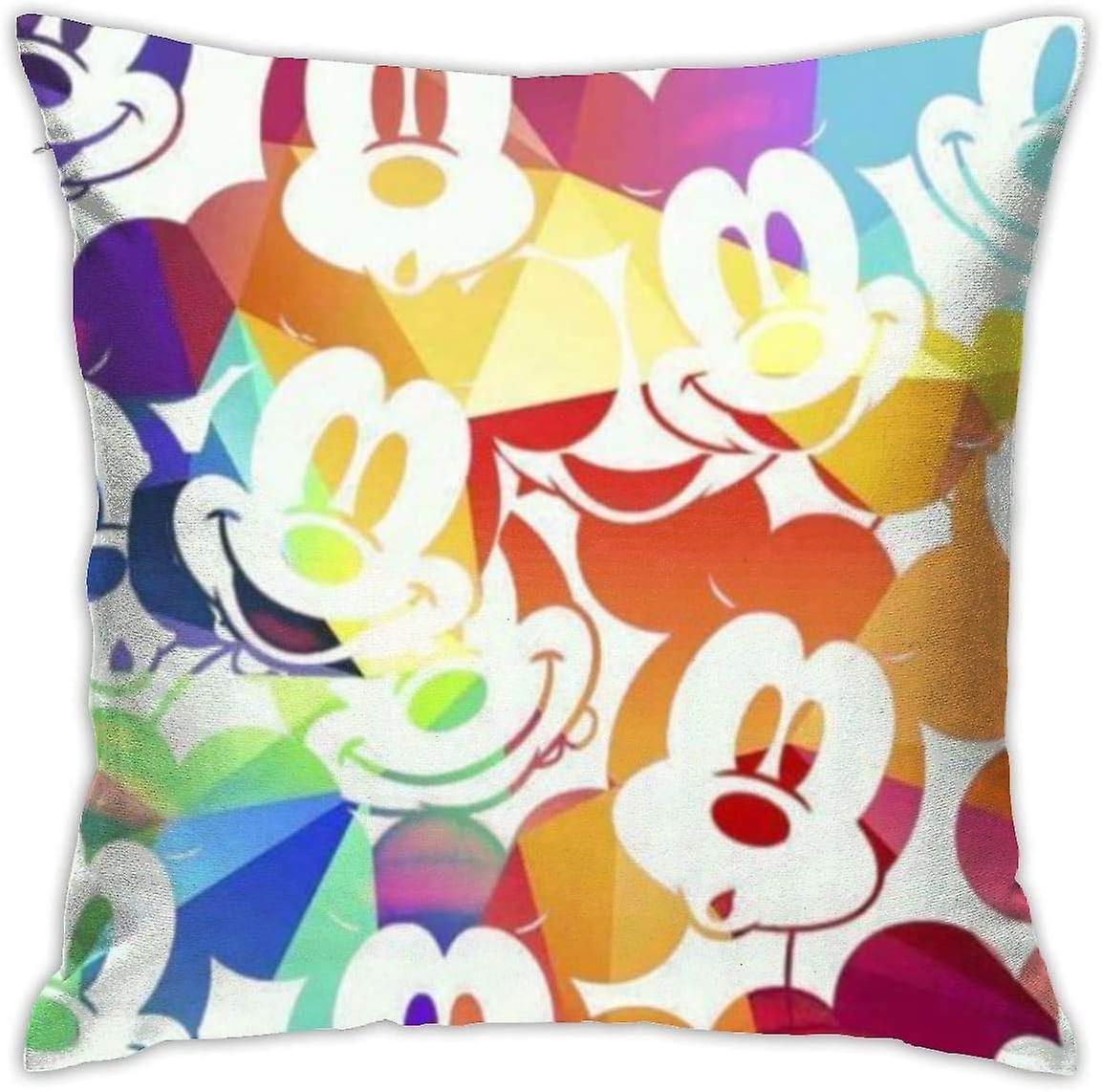 Throw Pillow Covers Mickey Mouse Pillowcase Cushion Case for Sofa Bed Chair Home Decor(18x18 Inch) AA-3655