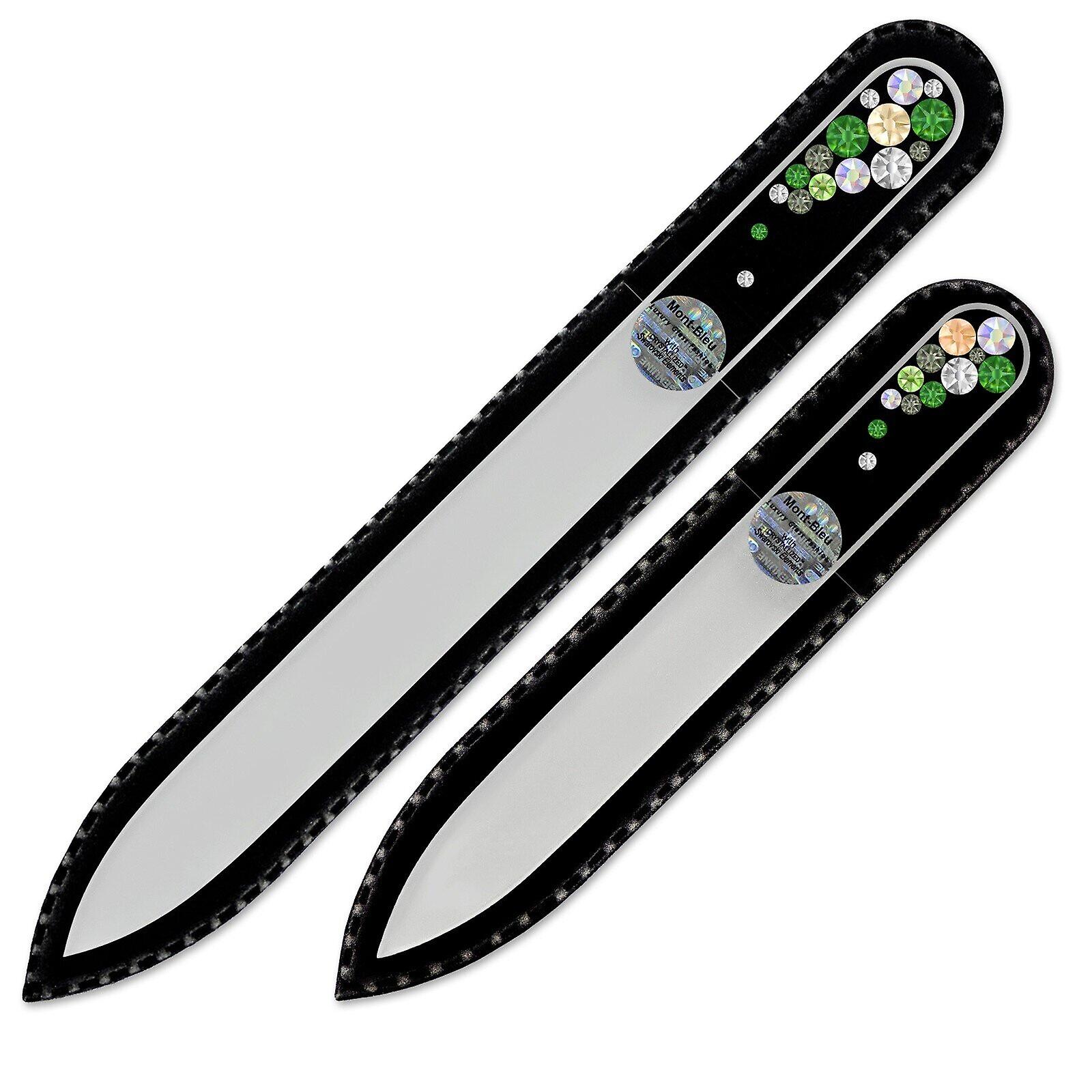 Set of 2 Czech Glass Nail Files with crystals B-MS - Fern Green