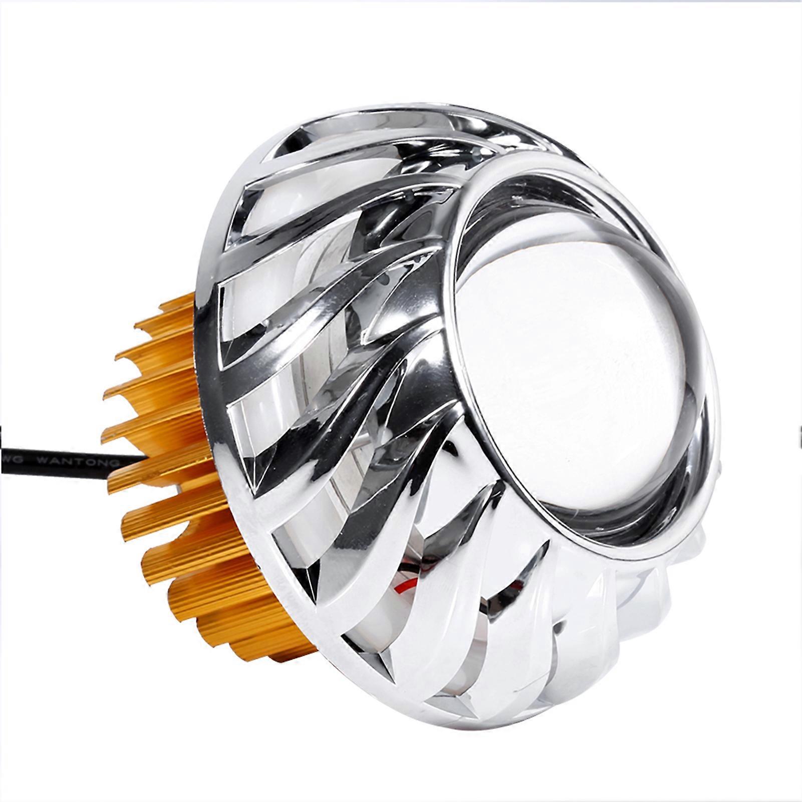 Motorcycle headlight LED lens with devil eye and halo ring