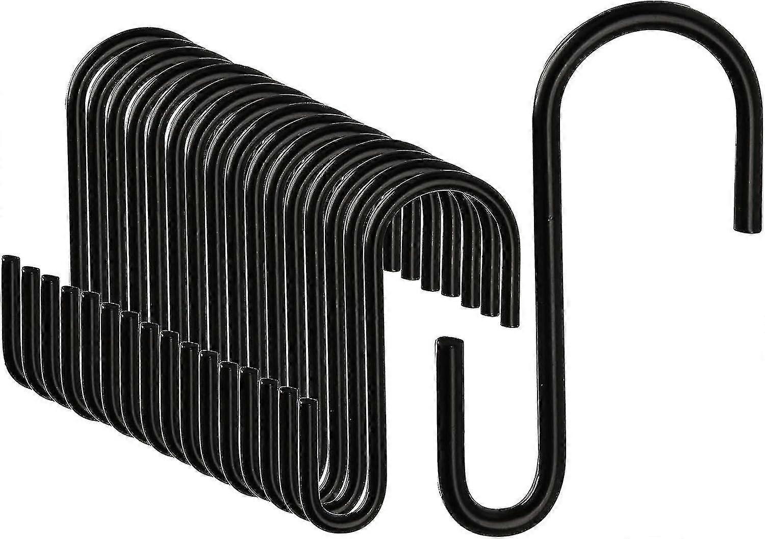 Pack Of 20 S Hooks Black, Stainless Steel Hooks For Hanging, S Hooks, Small, Heavy-duty Hooks, Double Hooks, Hanging Hooks For Wardrobe Hooks, Kitchen