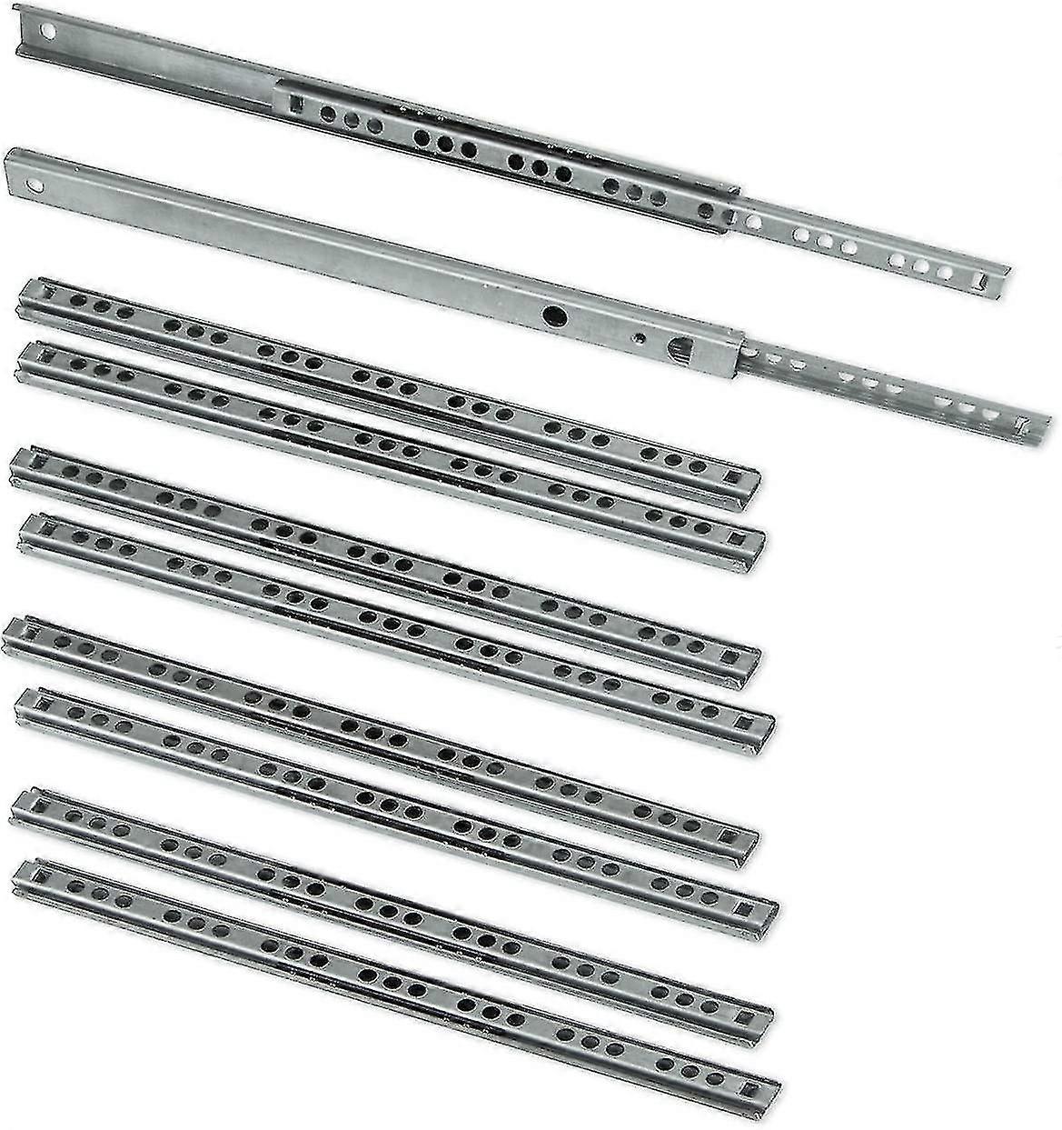 Pack Of 5 Pairs (10 Pieces) Slides/ball Slides Extract Part 17mm X 278mm For Drawer, Zinc Plated