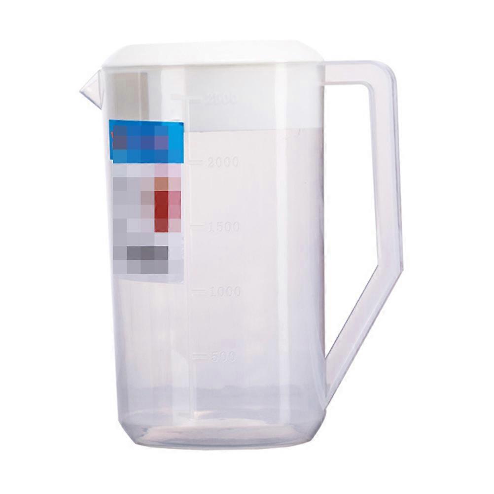 Measuring Kettle with Scale Beverage Storage Container with Lid Heat Resistant Cold Water Jug Plastic Juice Pitcher (2500ml White)