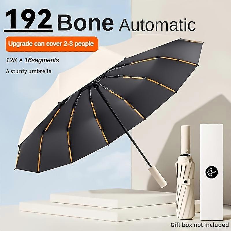 Large Automatic Umbrella with 192 Ribs, UPF50+ Sun and Rain Protection, Wind-Resistant Business Umbrella for 2-3 People, Sturdy Construction, Mature B
