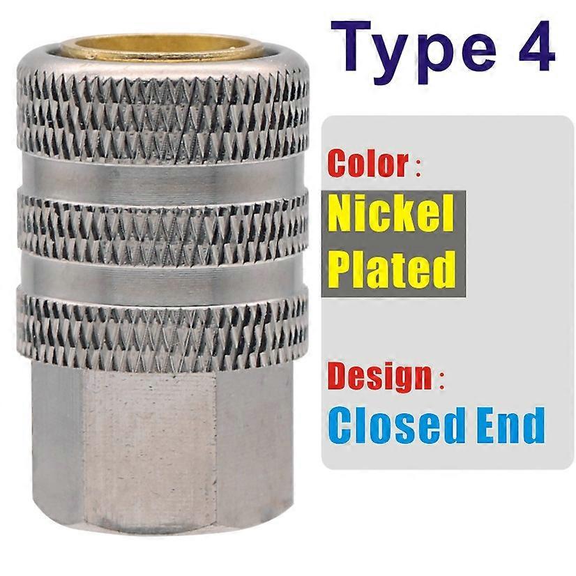 1/4 Npt Air Chuck Closed End Or Open (flow Through) Plain Brass/nickel Plated Universal Lock On Quick Connect Brass Stem & Pin