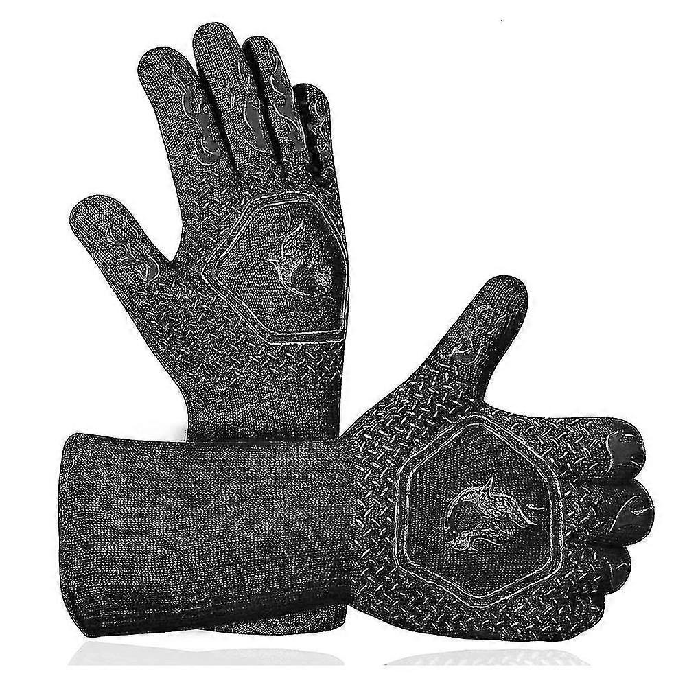 High Temp Resistance Fireproof Glove Compatible With Grilling Smoking,black