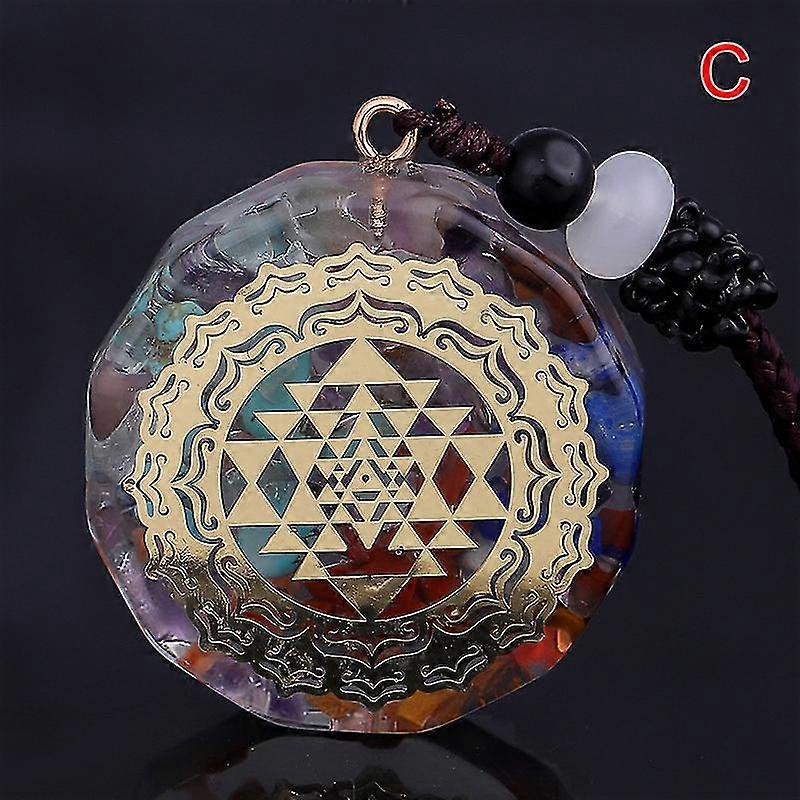 Collana con Ciondolo Circolare da 30mm in Cristallo Curativo, Amuleto Chakra in Pietra Naturale, Pendente Reiki con Catena Lunga