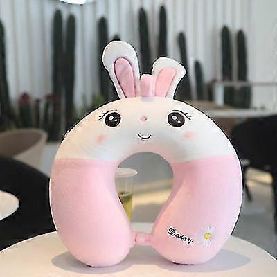 2024 Cute Bunny U Shaped Animal Travel Neck Pillow Soft Rabbit Memory Foam Support Head Rest Cushion With