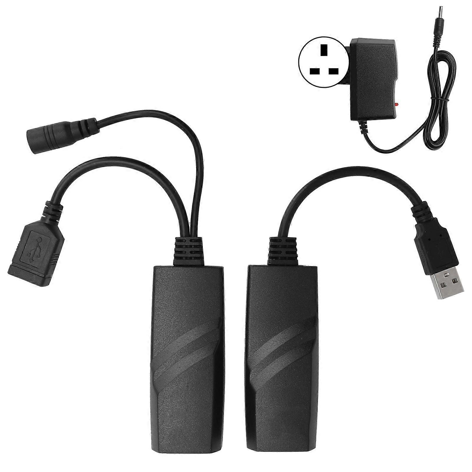 Network Extension Cable USB2.0 to RJ45 Adapter Converter Extender CAT5E / CAT6 100-240VUK Plug