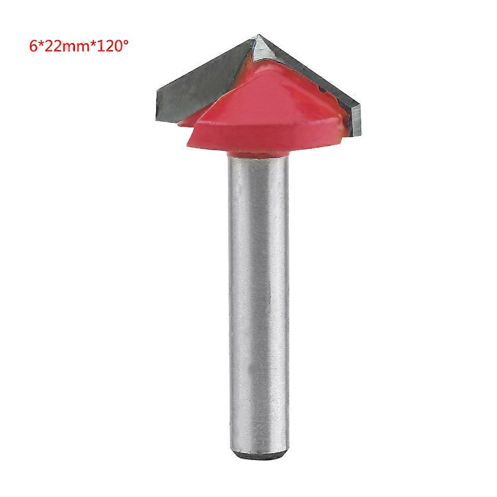 Tungsten Steel Woodworking CNC Router Bit of Sharpness VGroove Cutting Tool 6mm Shaft (6*22mm*120)